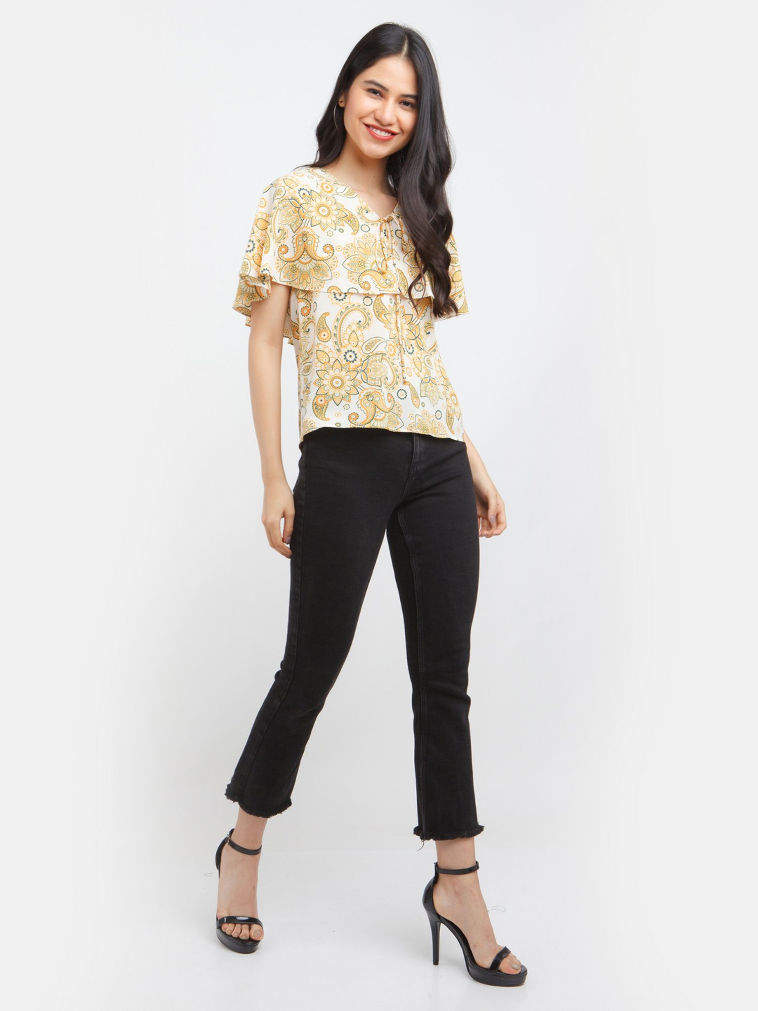 Zink London Yellow Printed Top