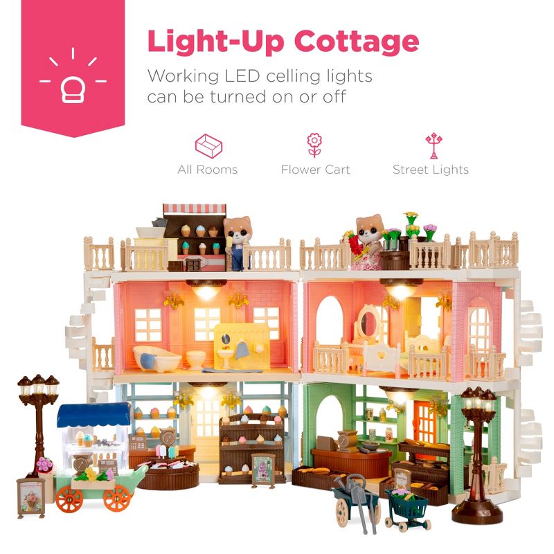 Best Choice Products Deluxe Cottage Dollhouse Mansion Pretend Toy Playset w/ 225 Accessories  and Tiny Critters for Kids