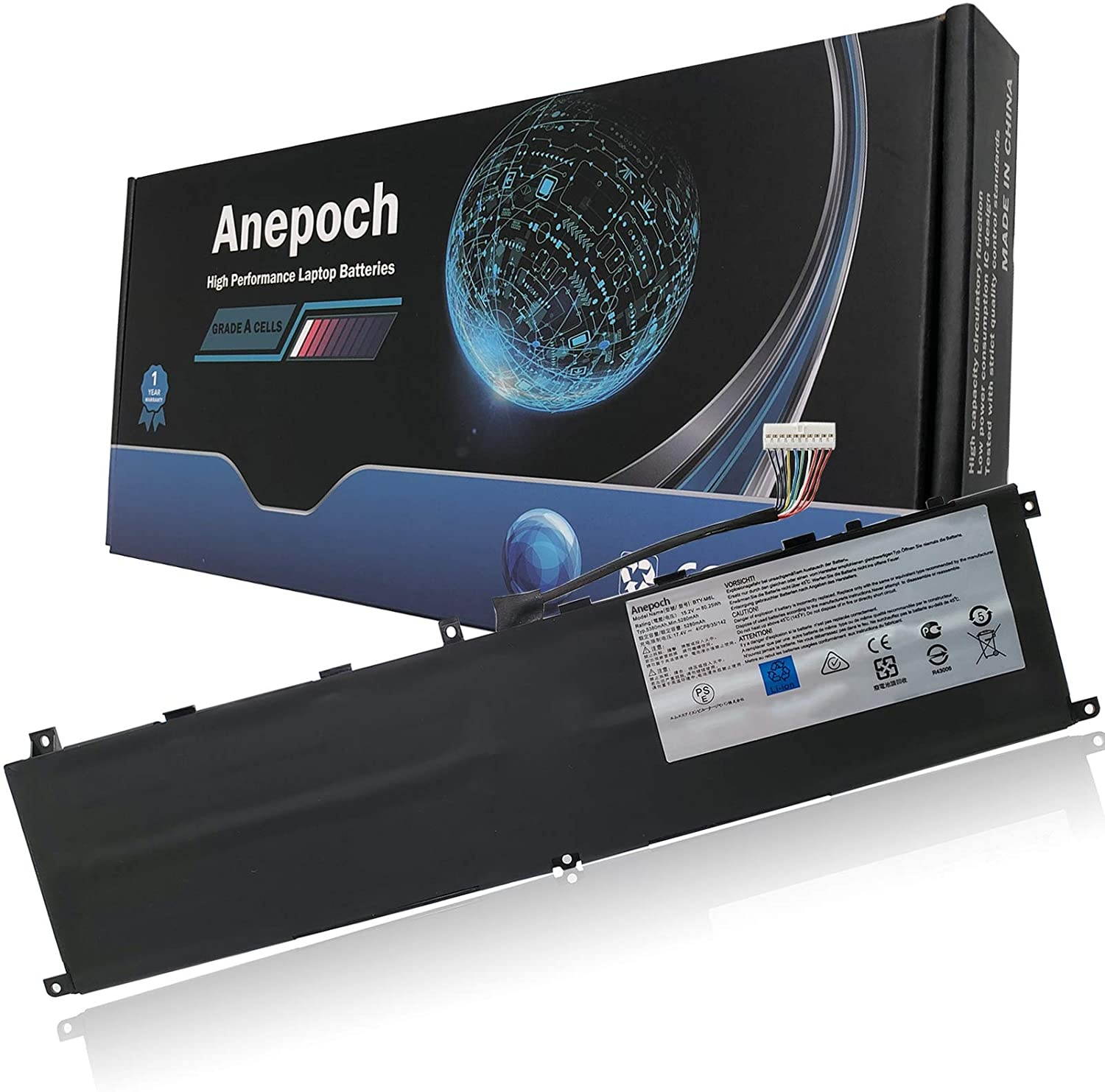 Anepoch BTY-M6L Laptop Battery Replacement for MSI GS65 Stealth Thin 8RF 8RE 9RE PS42 8RB P65 Creator 8RD 8RE MS-16Q2 MS-16Q3 PS63 Modern 8RC GS75 8SG Series 15.2V 5380mAh 80.25Wh