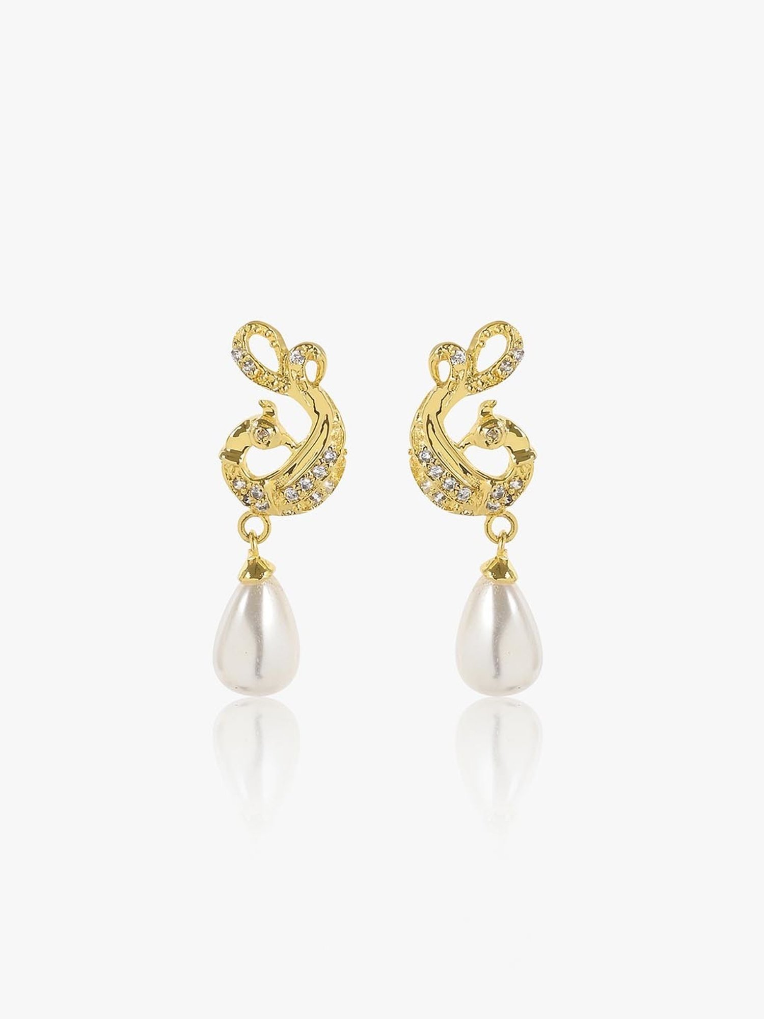 March by FableStreet Sterling Silver Peacock Pearl Drop Earrings for Women