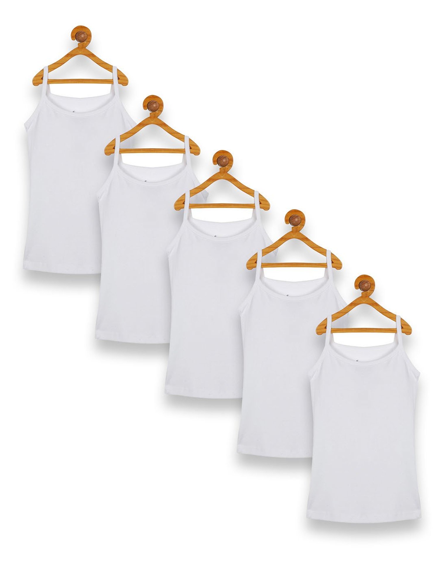 Kiddopanti Kids White Solid Tank Top (Pack Of 5)