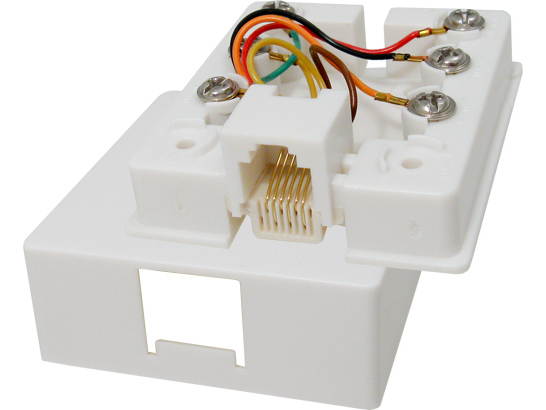 6C MODULAR TELEPHONE BOX JACK WHITE QTY 10