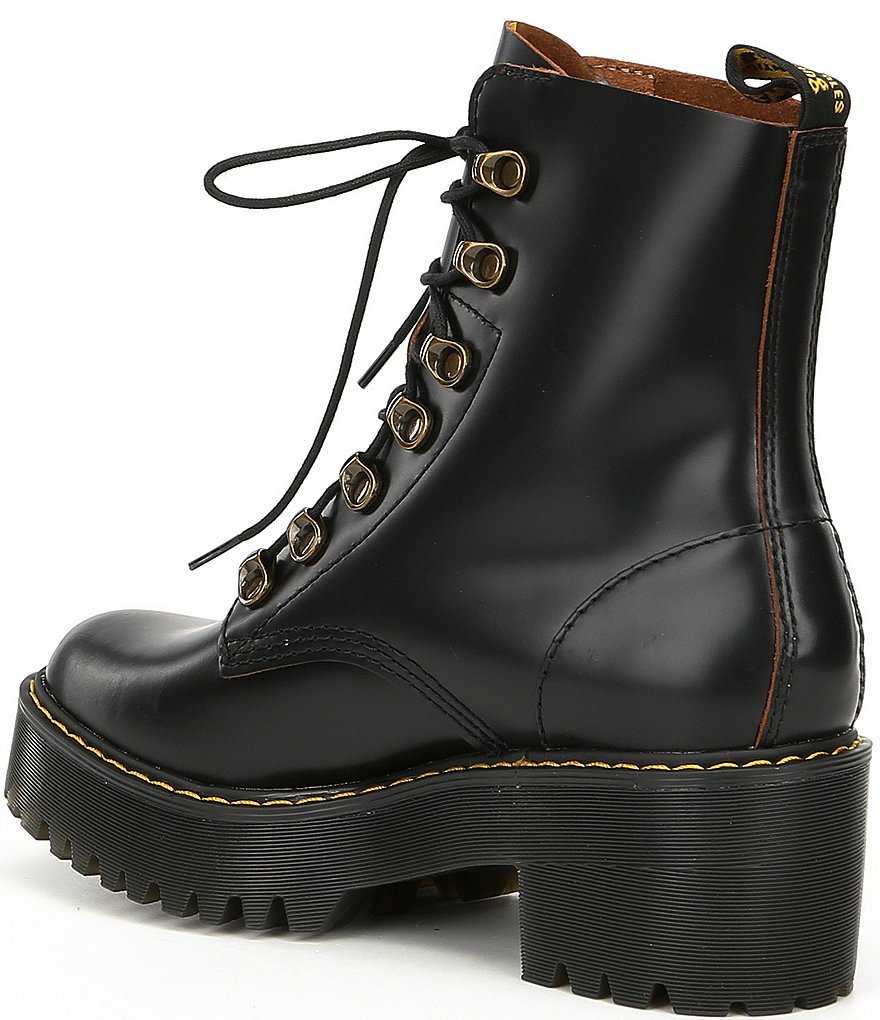 Dr. Martens Leona Smooth Leather Lug Sole Combat Boots