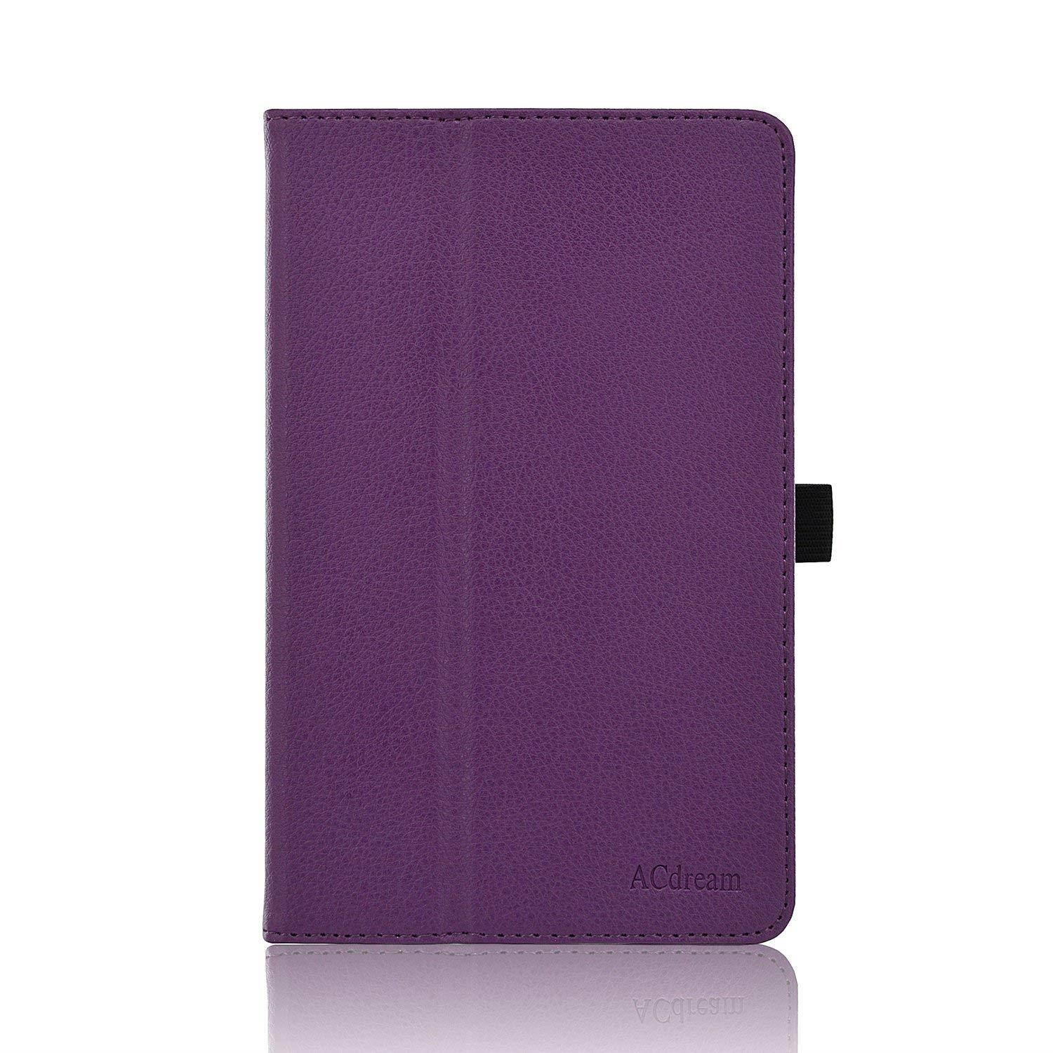 ACdream RCA Voyager 7 Case, Folio Premium PU Leather Cover Case for RCA Voyager (2016, 2017) / RCA Voyager II/RCA Voyager III RCA/RCA Voyager Pro 7" Android Tablet, Dark Purple