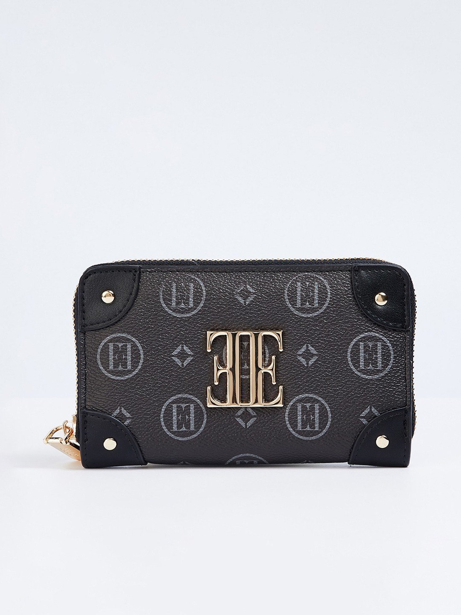 Elle Black Printed Zip Around Wallet For women