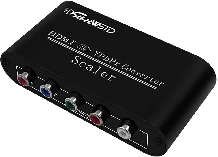 HDMI to 1080P Component Video (YPbPr/RGB/ 5RCA) Scaler Converter Adapter + R / L Support PS3, PS4, Blu-ray Player, DVD, Xbox, Notebook