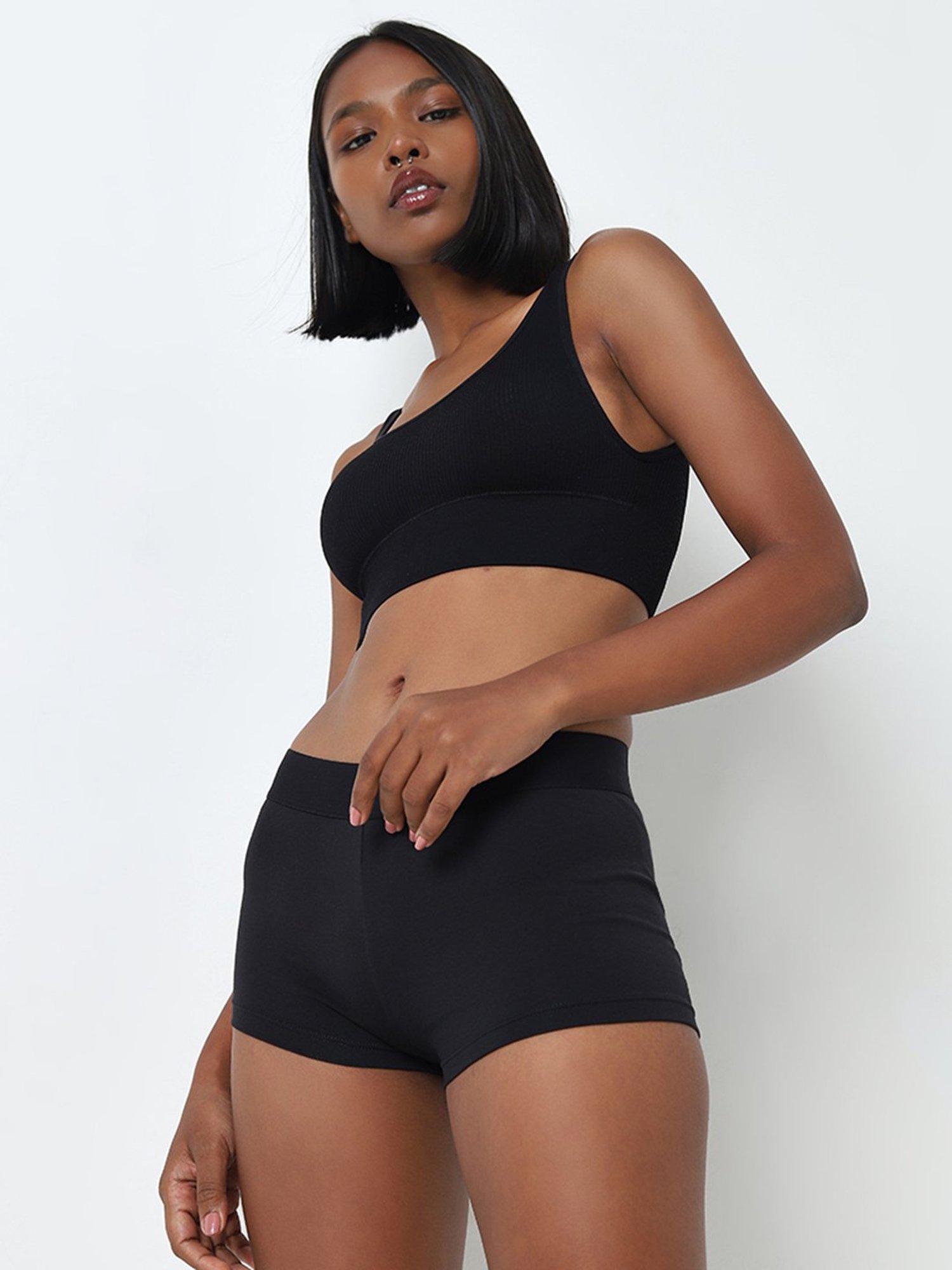 Superstar by Westside Black Cotton Blend Elasticated Brief