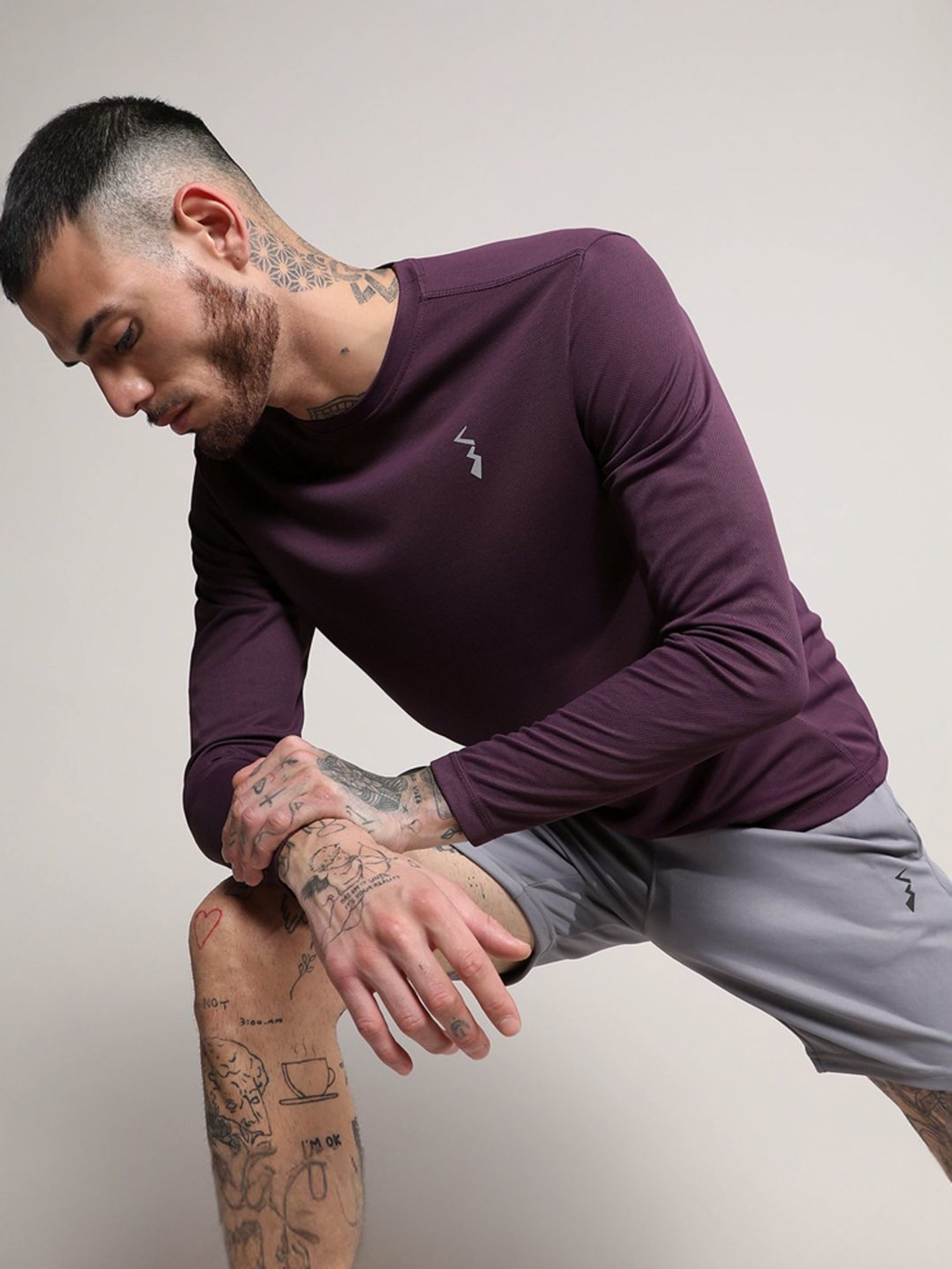 Campus Sutra Purple Regular Fit Sports T-Shirt