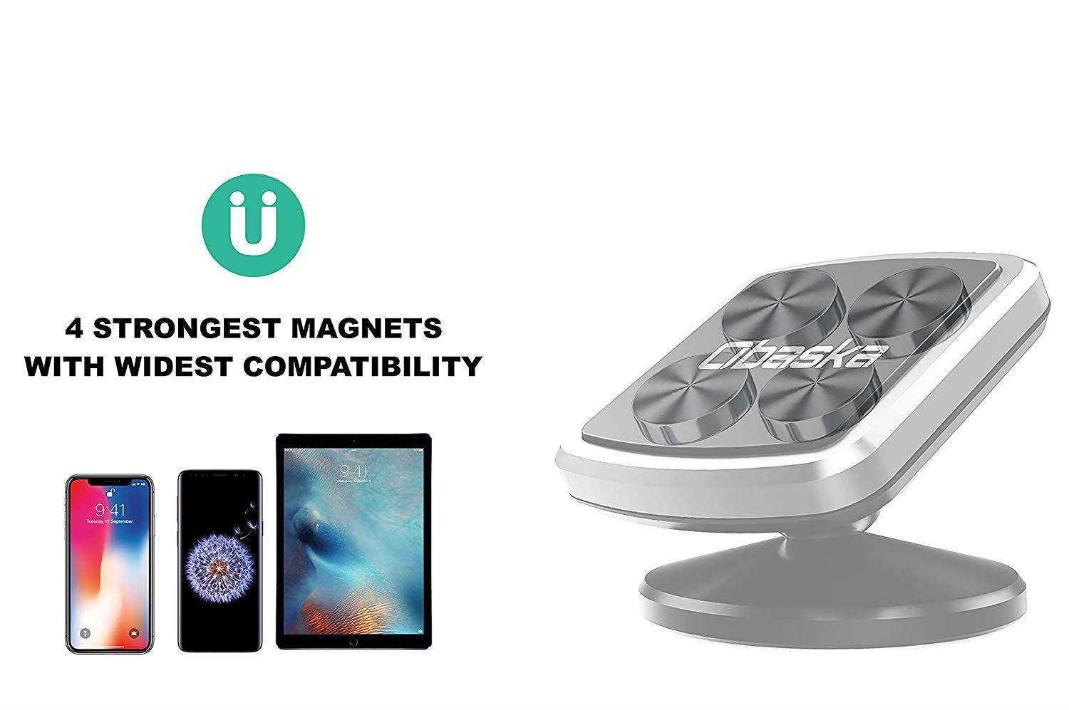 Obaska Magnetic Phone Car Mount, Universal Dashboard Phone Holder for Car Compatible with iPhone Xs Max XR X 8 7 6S 6 Plus Samsung Galaxy S9 S8 S7 S6 & All Smartphones