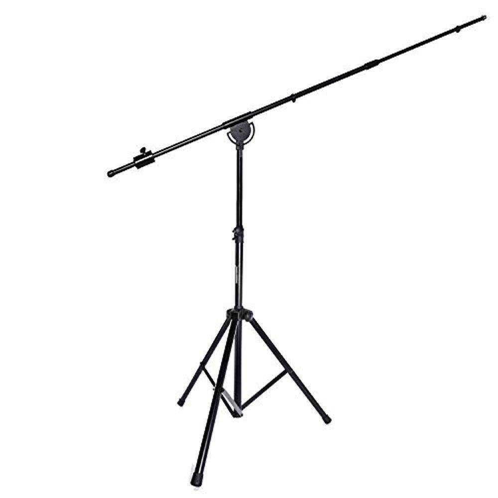 LyxPro SMT-1 Professional Microphone Stand Heavy Duty 90&rdquo; Studio Overhead Boom Stand with Rolling Casters, 87&rdquo; Extra Long Telescoping Arm Mount, Foldable Tripod Legs & Adjustable Counterweight