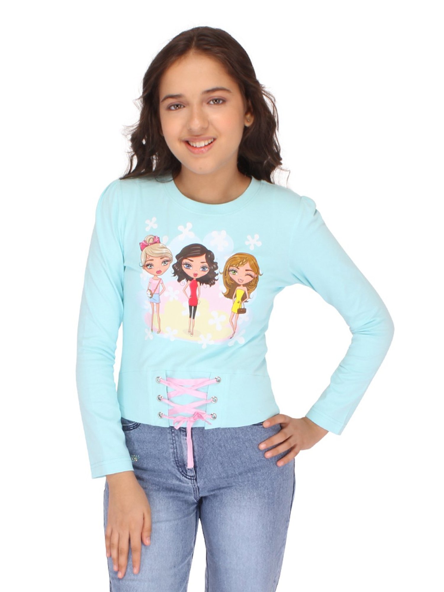 Cutecumber Kids Aqua Printed Full Sleeves Top