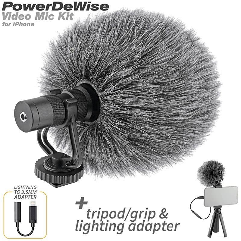 Microphone with Adapter - Unidirectional On-Camera Microphone for iPhone - Directional Cardioid iPhone Microphone for Recording