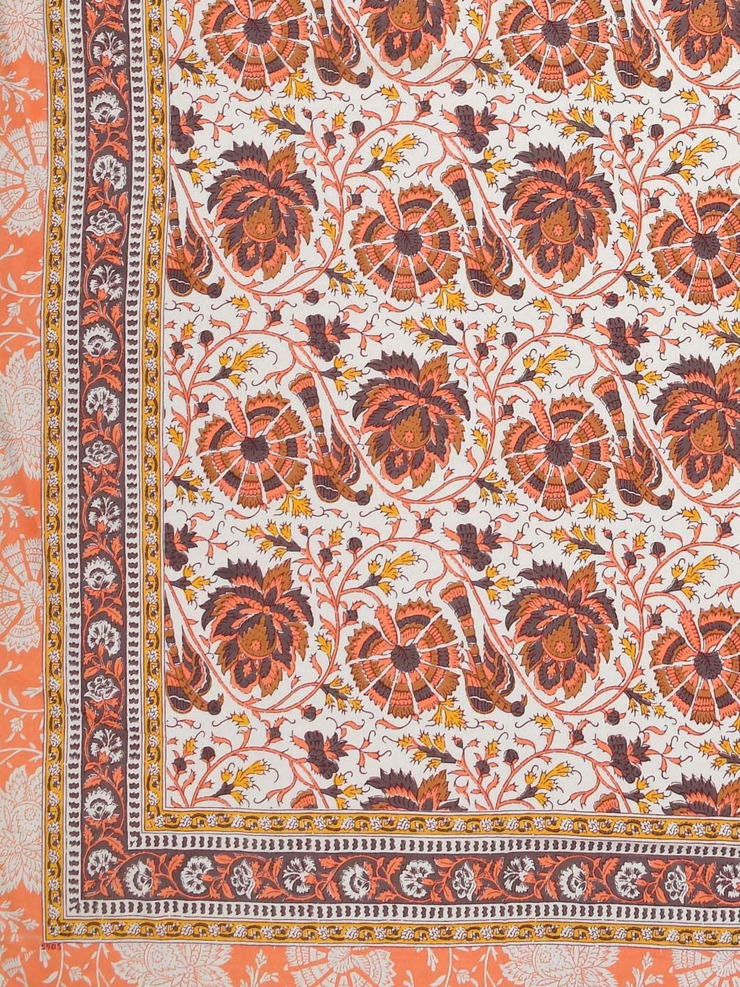 Aapno Rajasthan Rajwada Rosewood Orange & White Cotton 140 GSM Double Bedsheet With 2 Pillow Cover