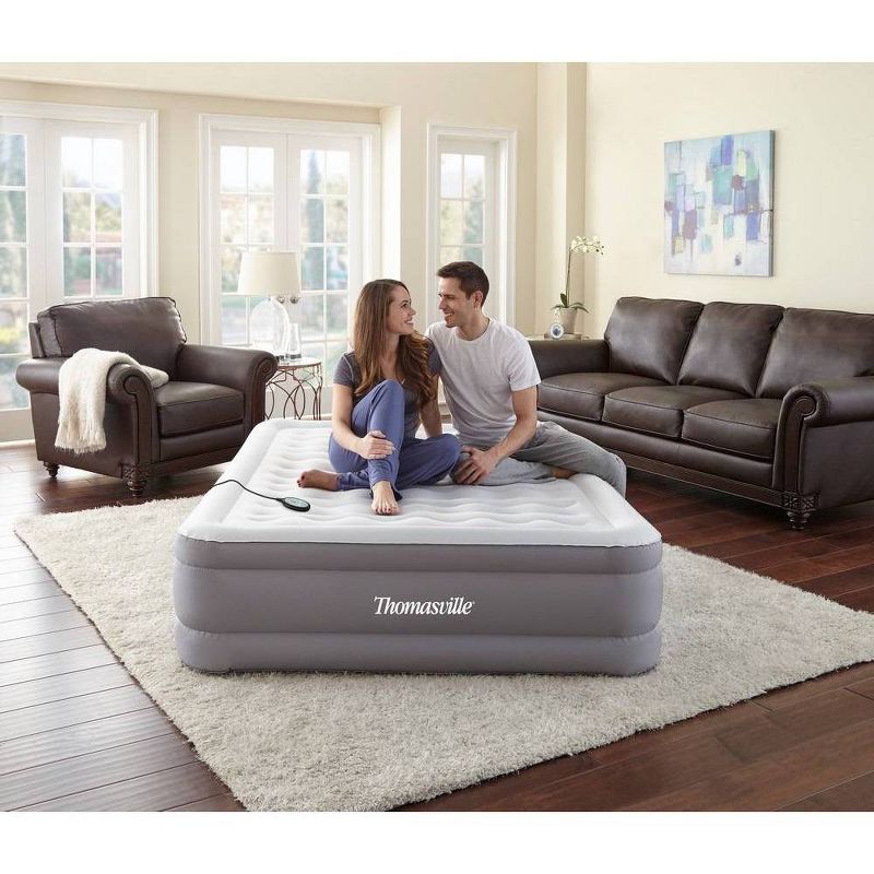 Living iQ Inflatable Portable Small Travel Size Kids Toddler Sleeping Blow Up Air Bed Mattress with Electric Pump and Headboard, Marvel Avengers