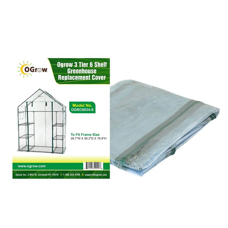 3 Tier 6 Shelf Greenhouse Replacement Cover Clear - OGrow