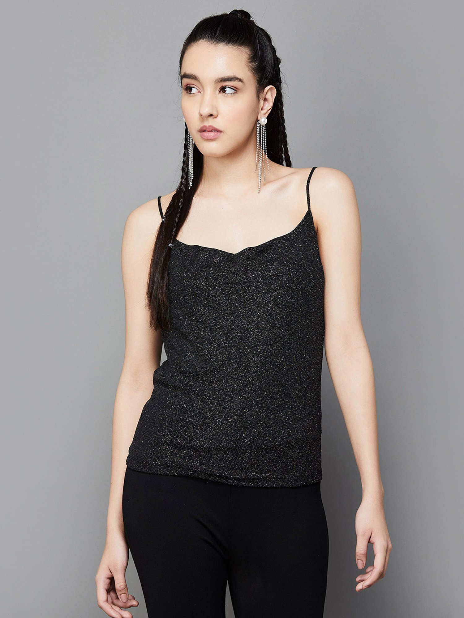 Ginger by Lifestyle Black Printed Top