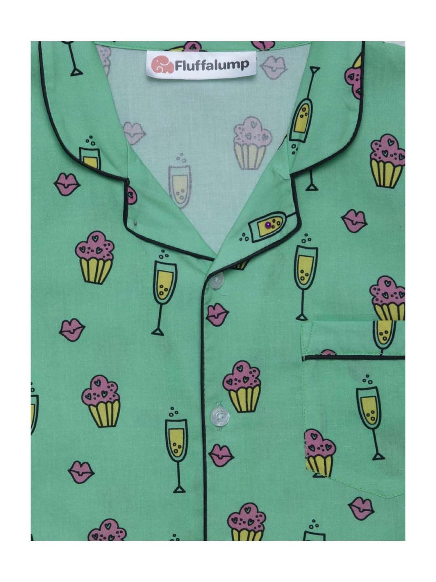 Fluffalump Boys Multicolor Cotton Printed Nightwear Top & Pants Set