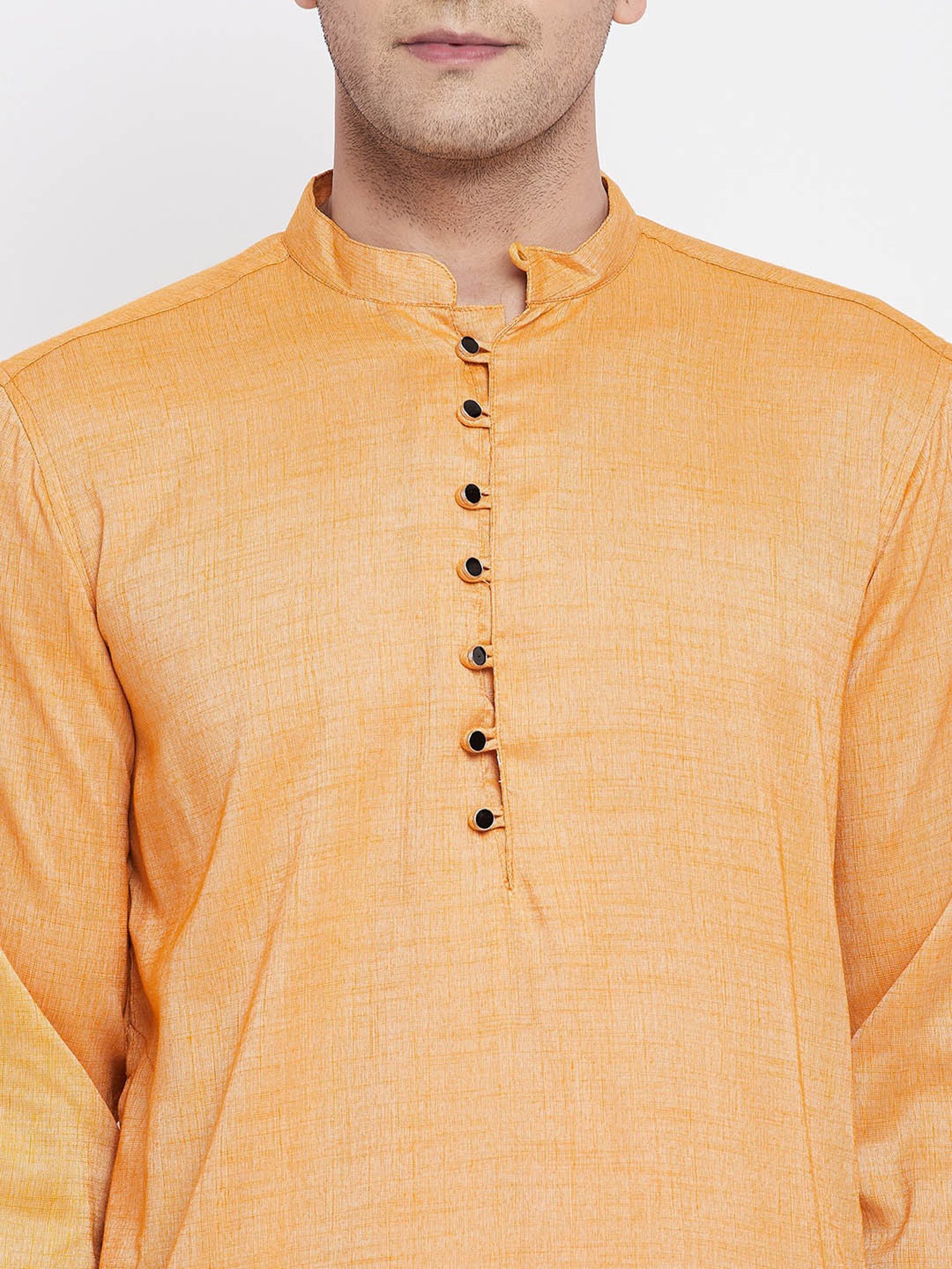 Even Orange Mandarin Collar Kurta