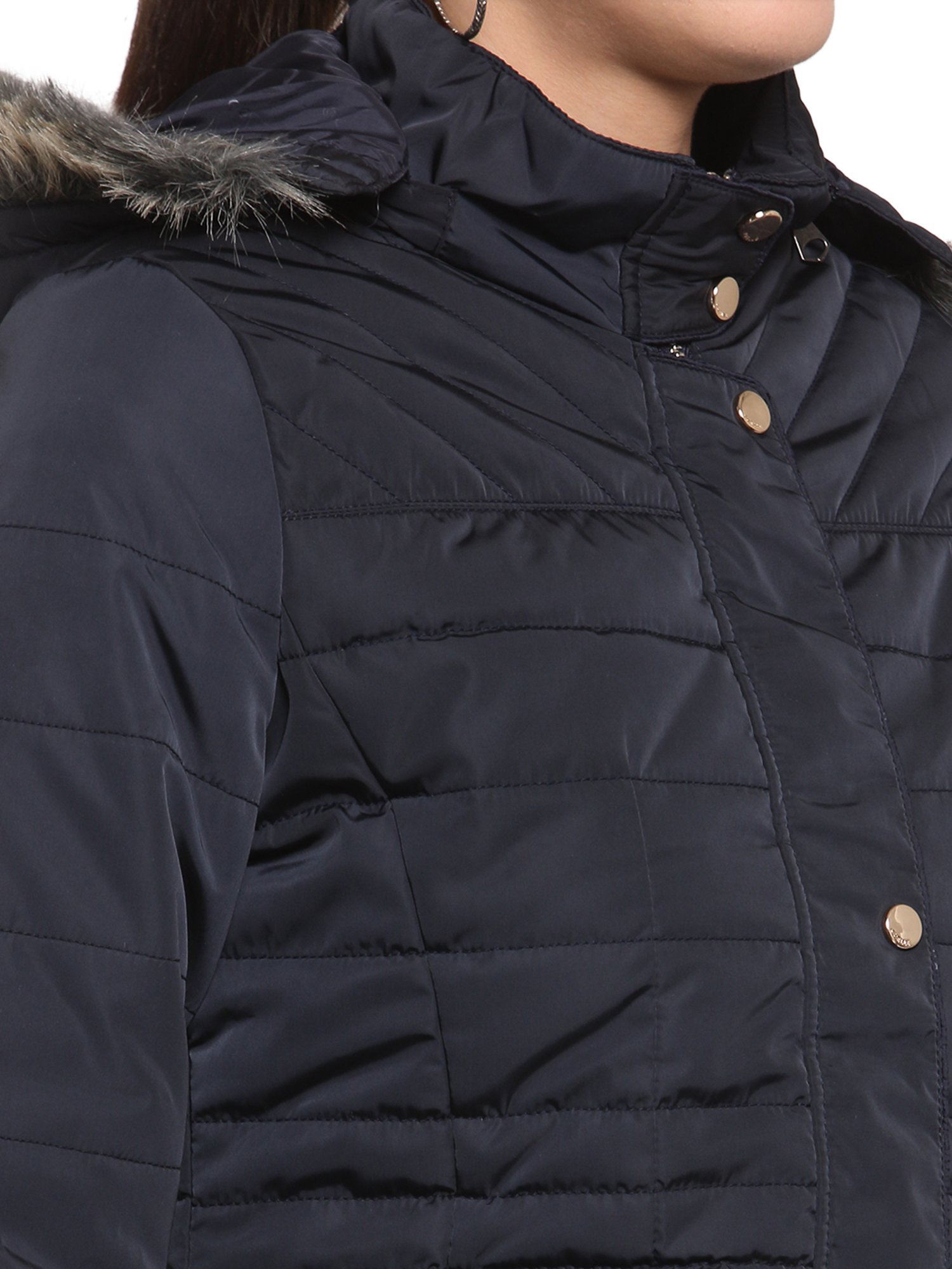 Juelle Navy Full Sleeves Hooded Jacket