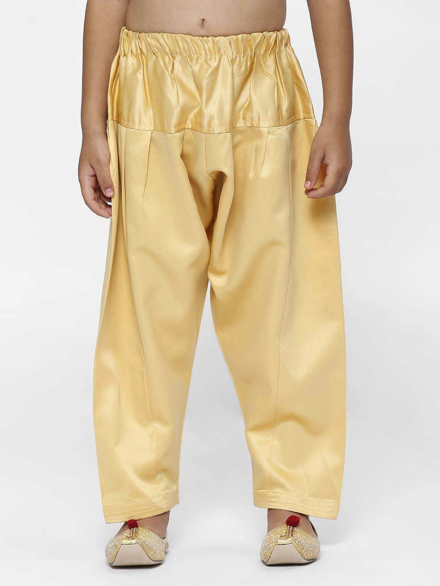 Kids Island Boys Gold Solid Full Sleeves Kurta Set