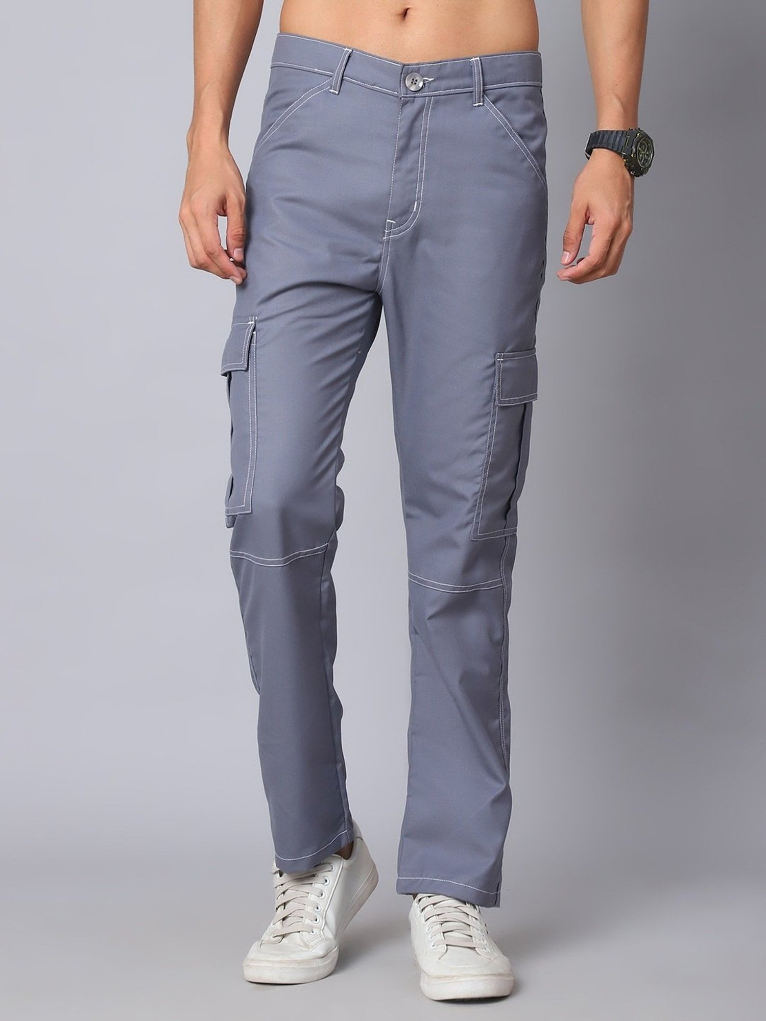 Indian Needle Grey Straight Fit Cargos