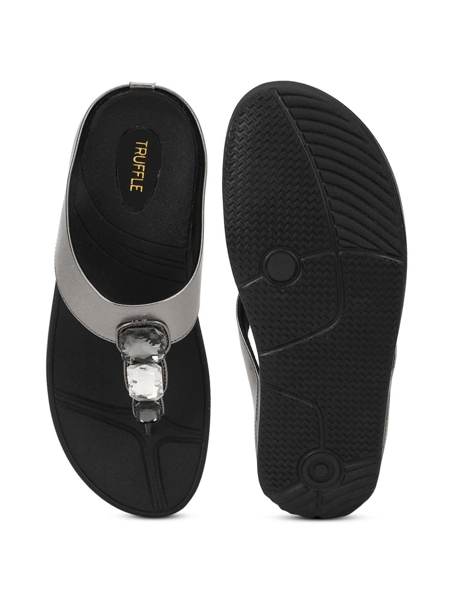 Truffle Collection Women's Black T-Strap Wedges