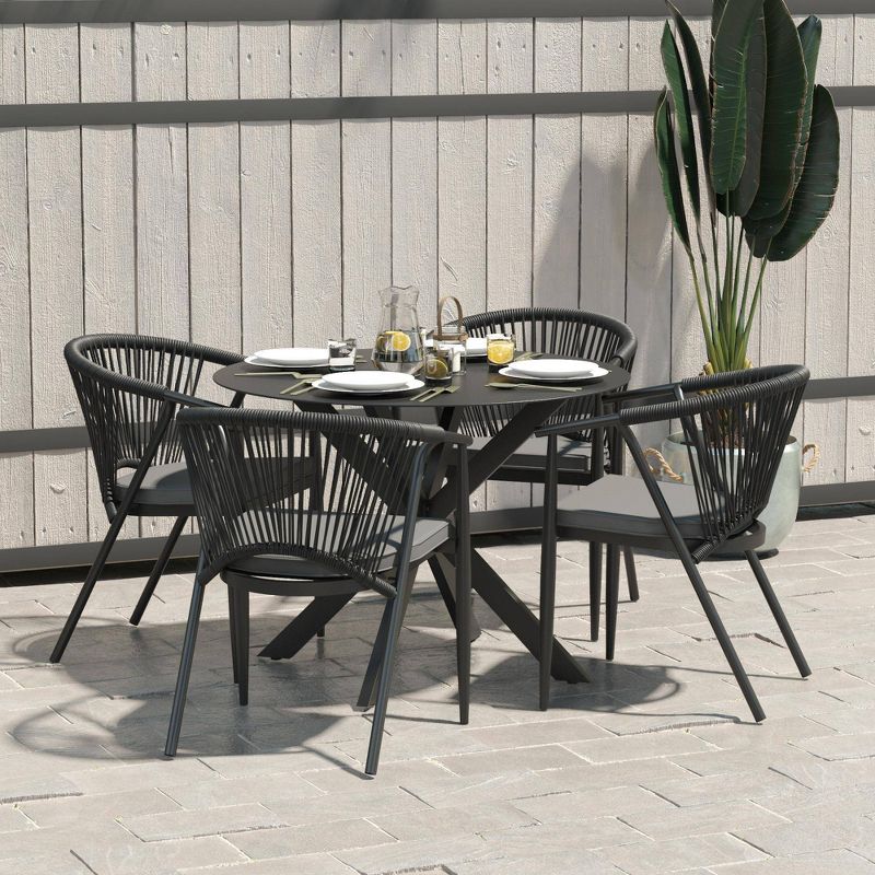 Circi 5pc Outdoor Dining Set - Black and Charcoal - CosmoLiving by Cosmoplitan