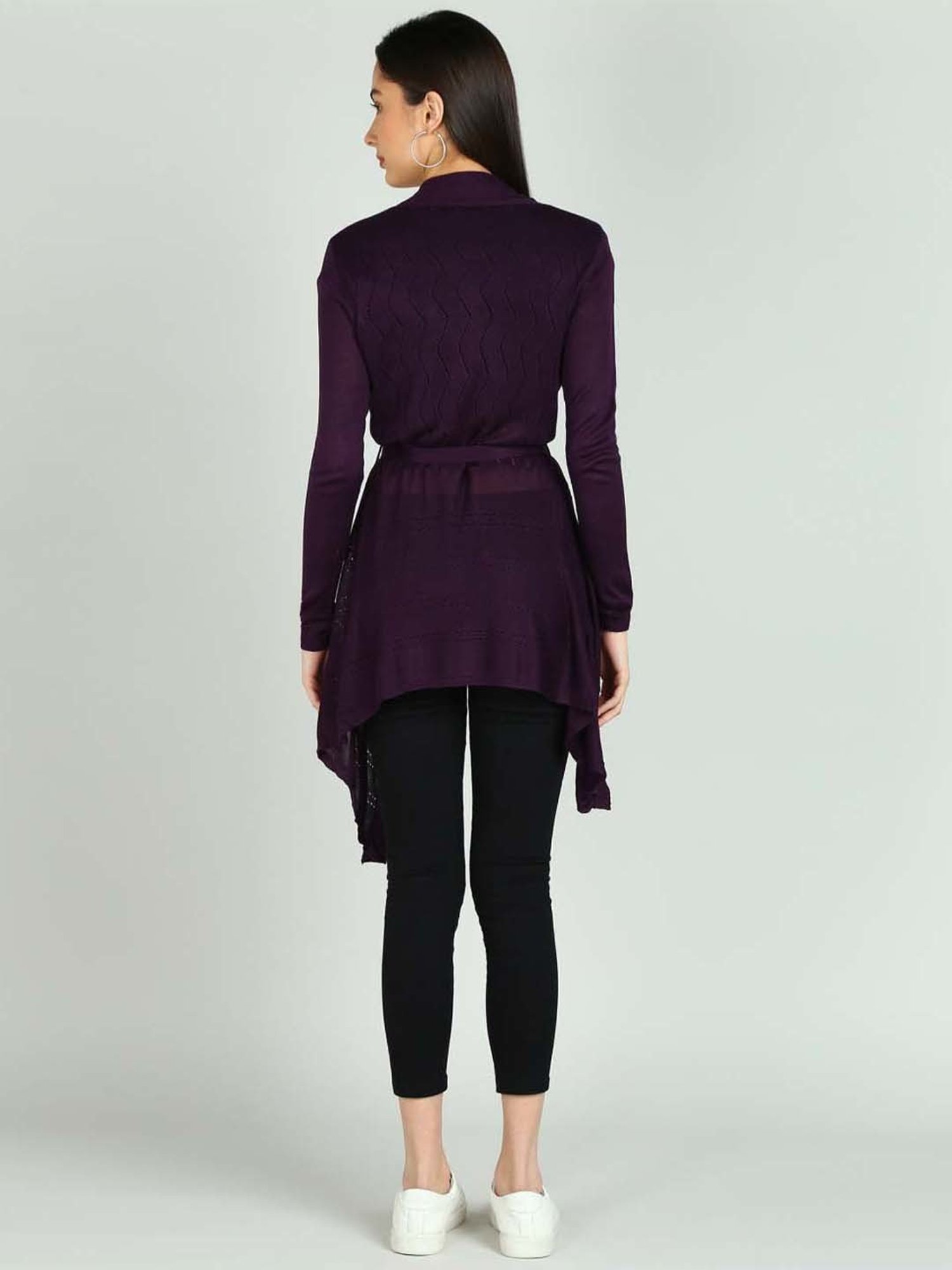 NEUDIS Purple Self Pattern Long Shrug