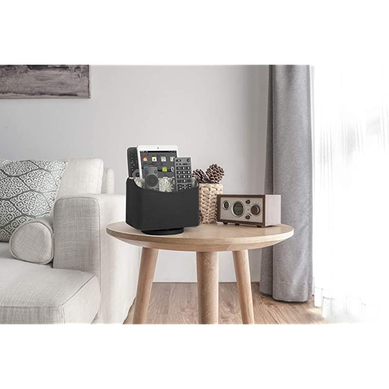 Spinning Remote Control Holder Remote Controller Holder Remote Caddy Media Storage Organizer Spinning Remote Control Organizer 73X 55 x 6 inches Nice Black PU Leather