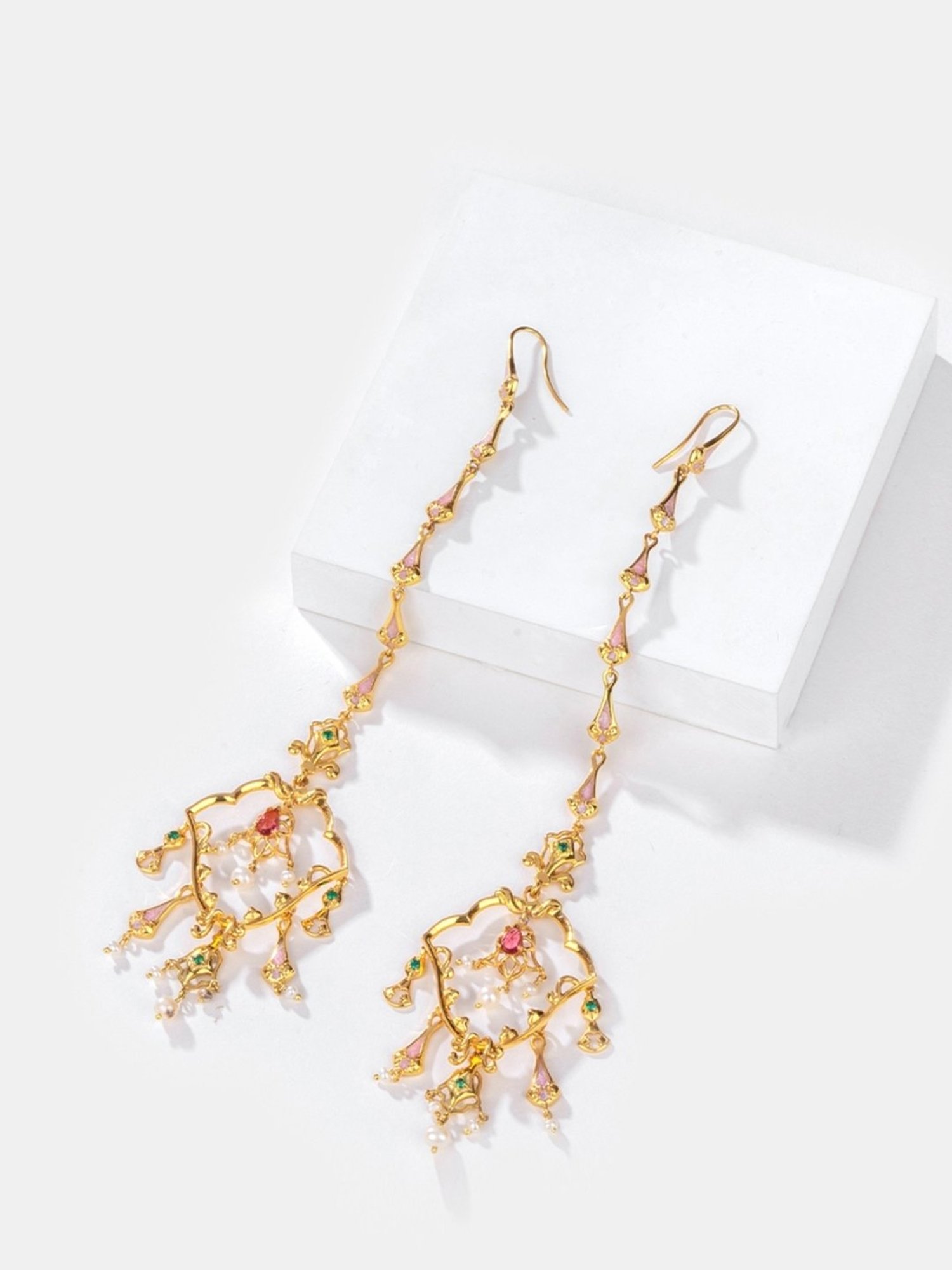 Shaya 92.5 Sterling Silver Yellow Gold Shaadi Squad Bridechilla Shoulder Duster Earrings for Women