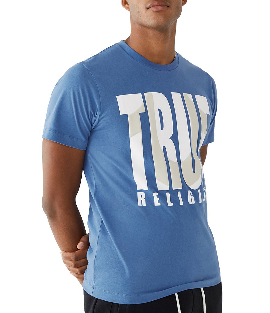 True Religion Short-Sleeve Oversized True Religion Logo Shadow Graphic T-Shirt