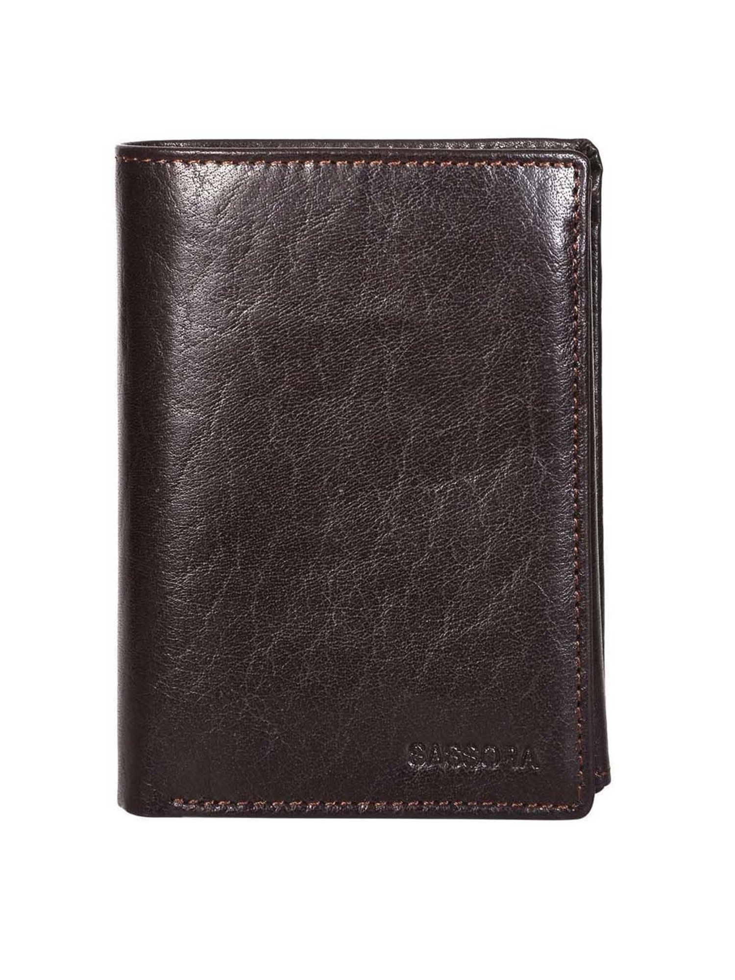 SASSORA Brown Casual Leather Rfid Bi-Fold Wallet for Men