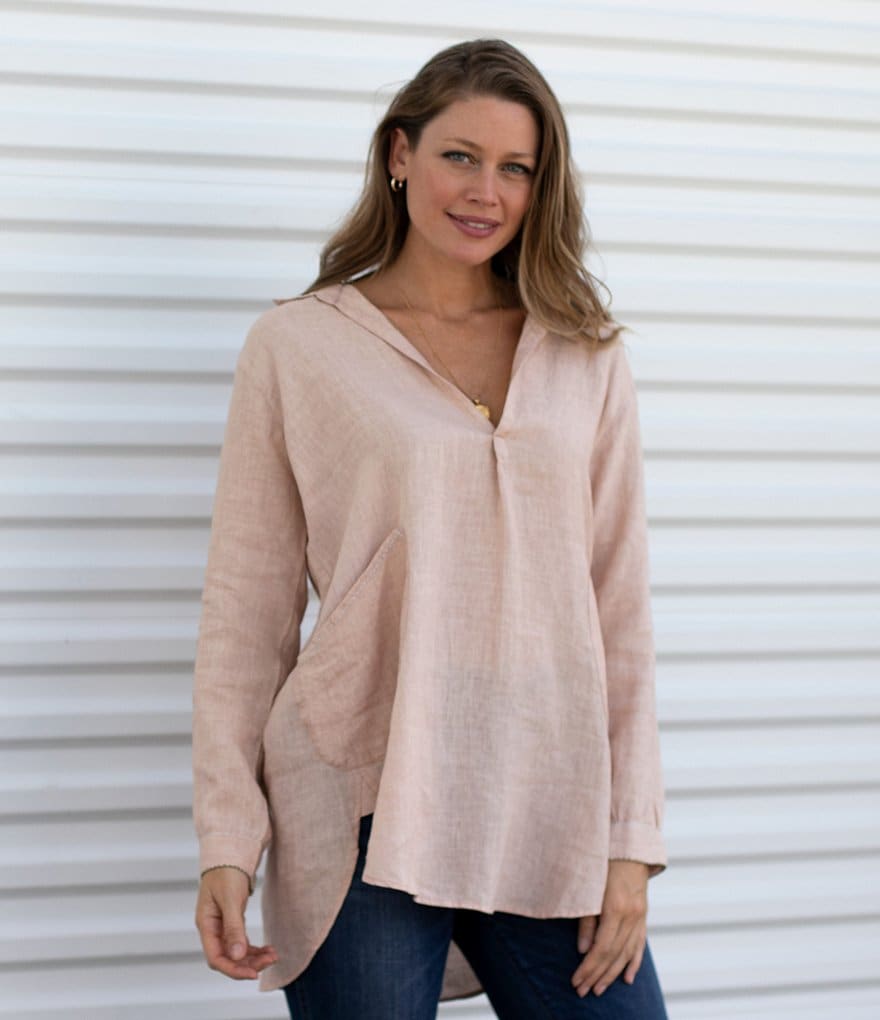 Karyn Seo Anika Split V Neck Linen Tunci