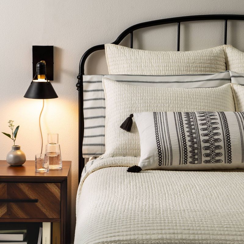 Lumbar Throw Pillow Railroad Gray / Sour Cream - Hearth & Hand™ with Magnolia