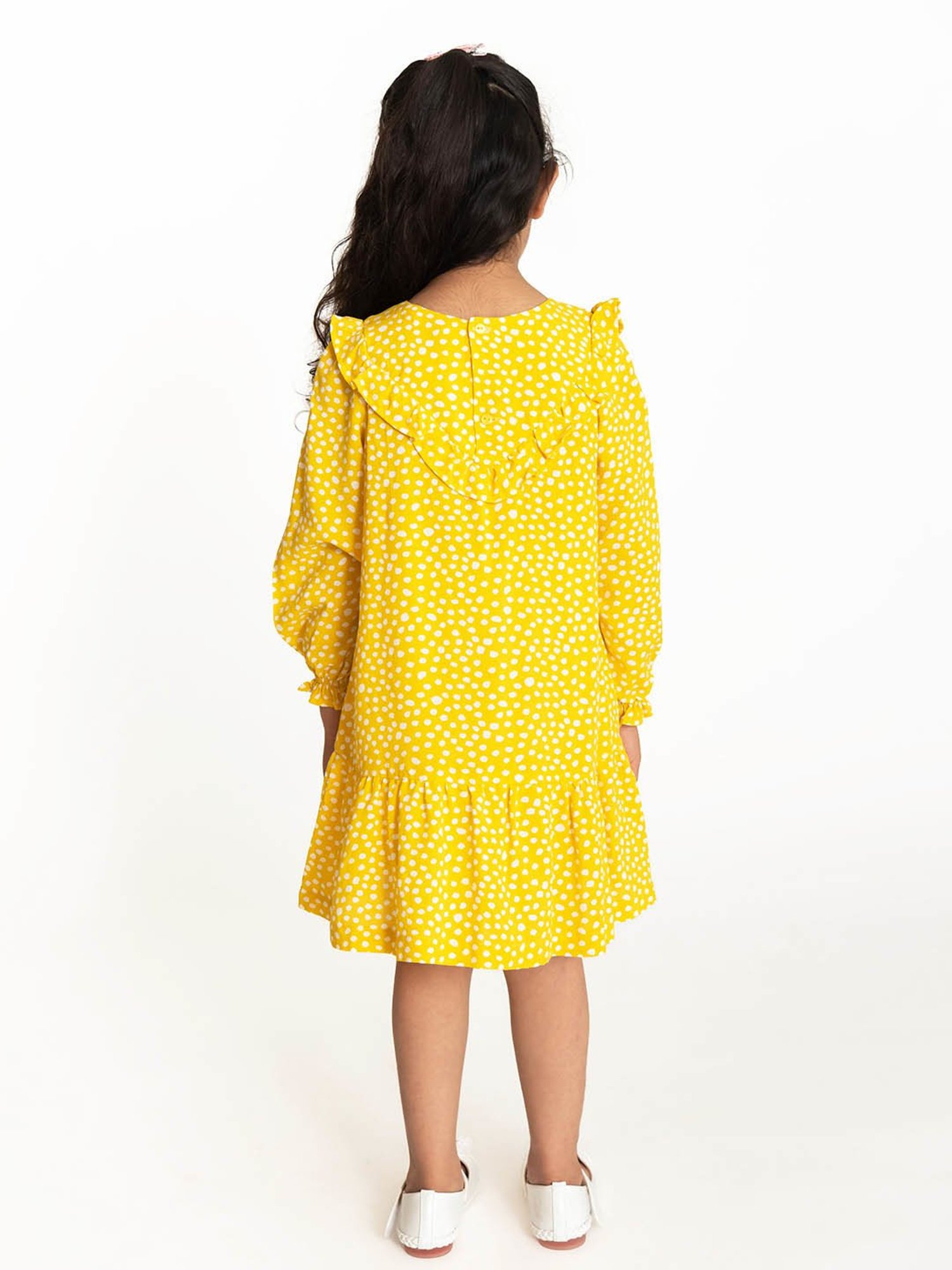 Campana Kids Yellow Printed Full Sleeves Dress