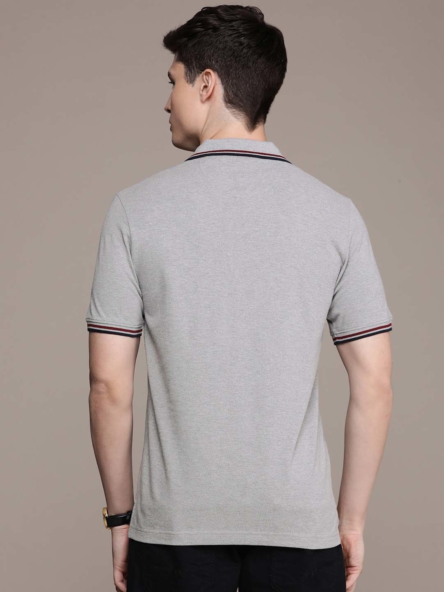 Burnt Umber Grey Regular Fit  Polo T-Shirt