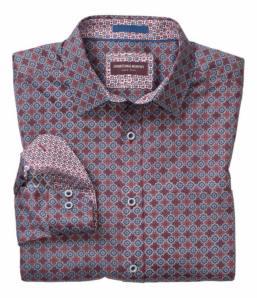 Johnston & Murphy Foulard Print Long-Sleeve Woven Shirt
