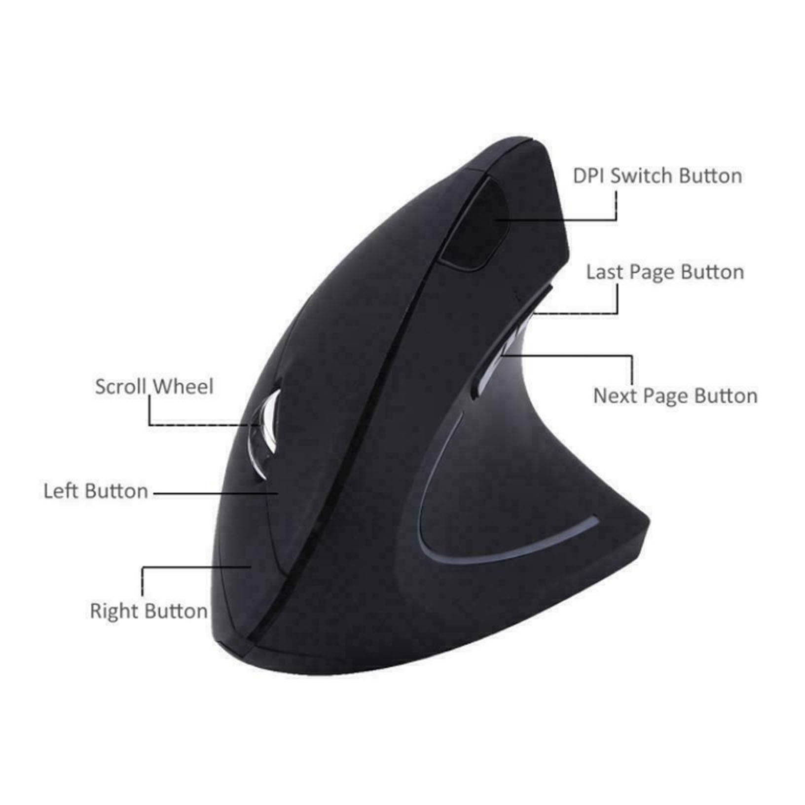 2.4G Wireless Vertical Ergonomic Optical Mouse, 800 / 1200 /1600DPI, 6 Buttons