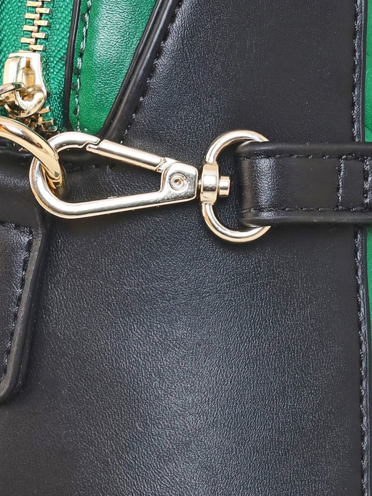 Esbeda Green & Black PU Quilted Handbag