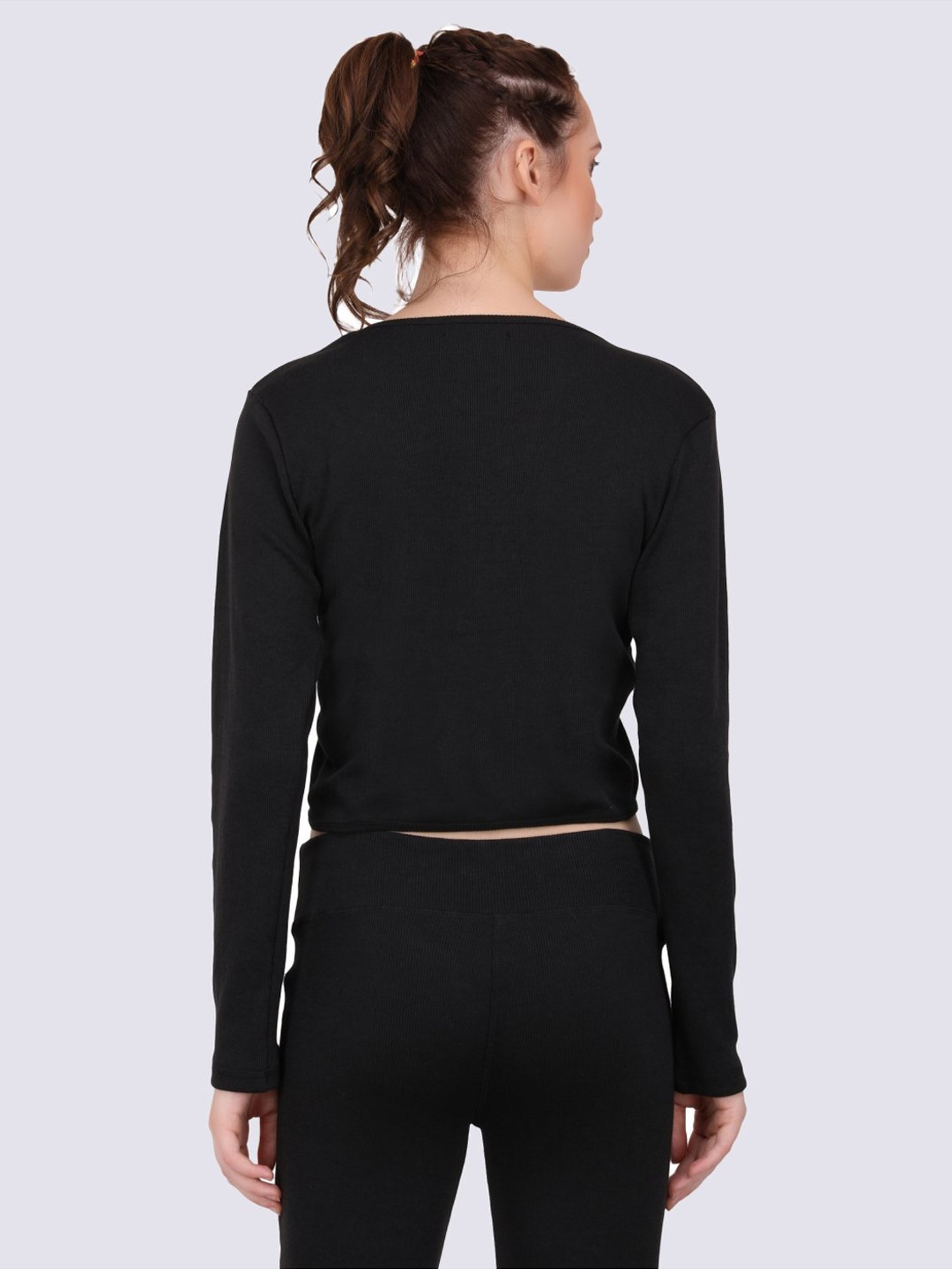 EVERDION Black Cotton Sports Top