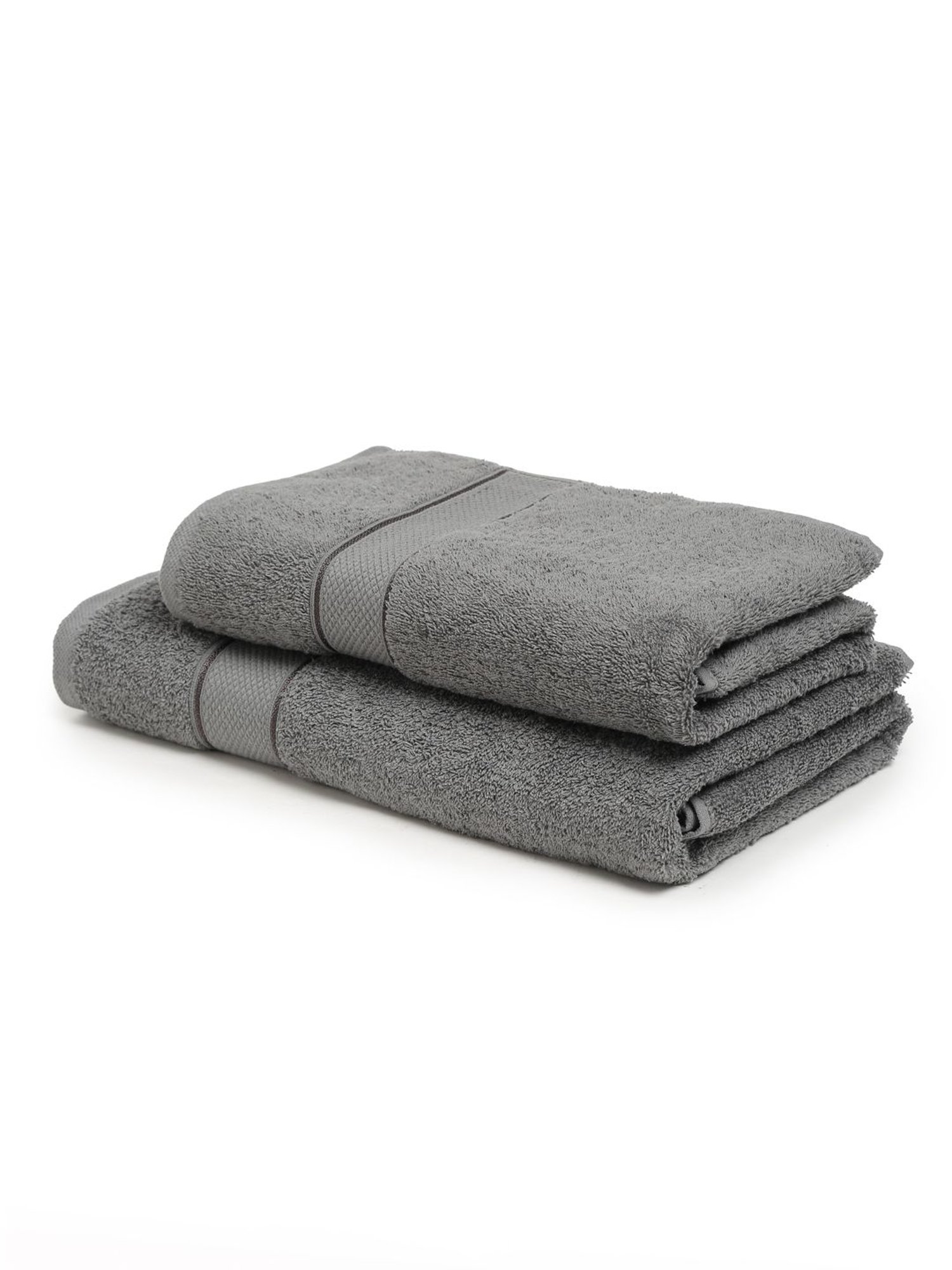 Creeva Grey 525 GSM Cotton Bath Towel Set of 2