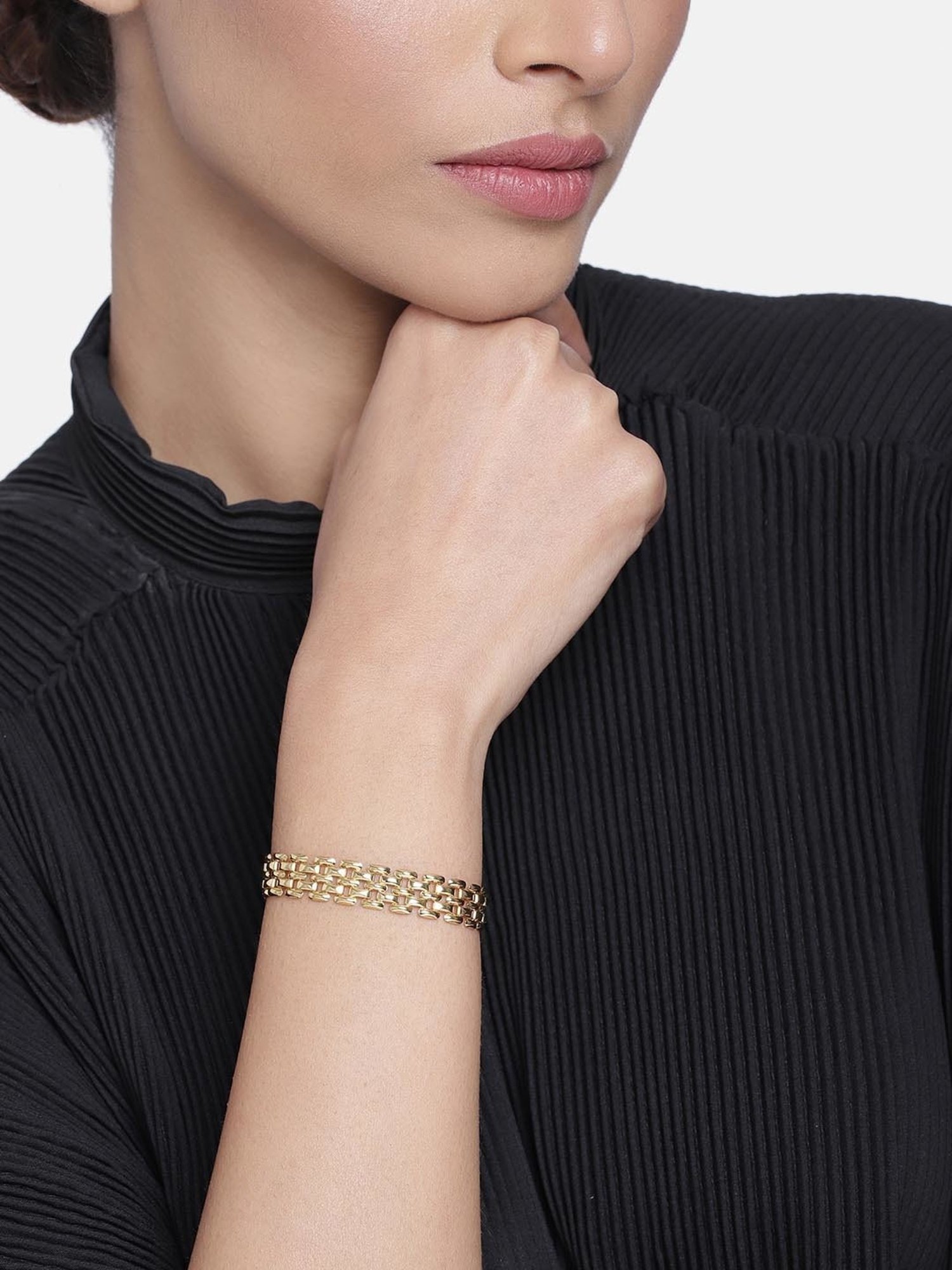 Estele Gold-Plated Brick Link Bracelet for Women