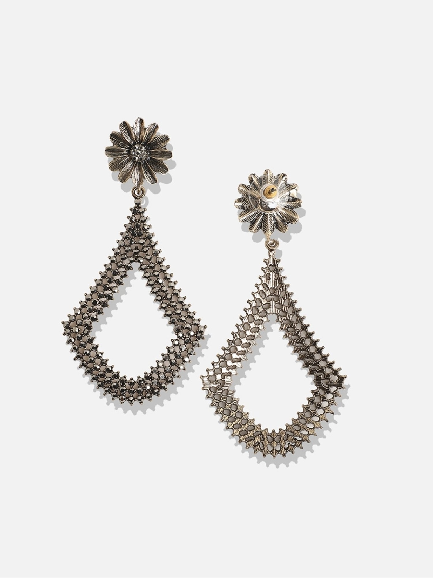 Sohi Women's Daisy Intricate Anchor Drop Earrings  Gold