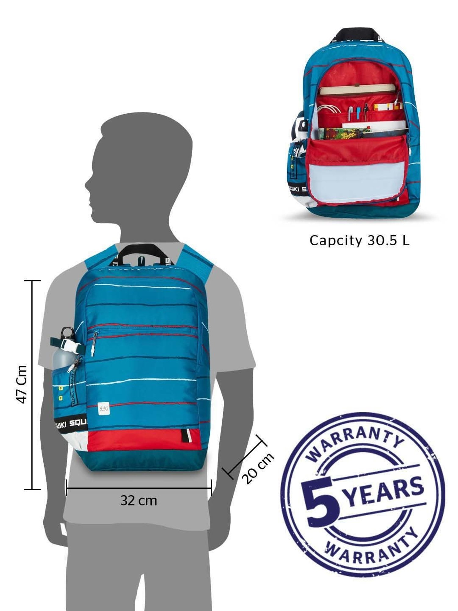 Wiki 30.5 Ltrs Blue Medium Backpack