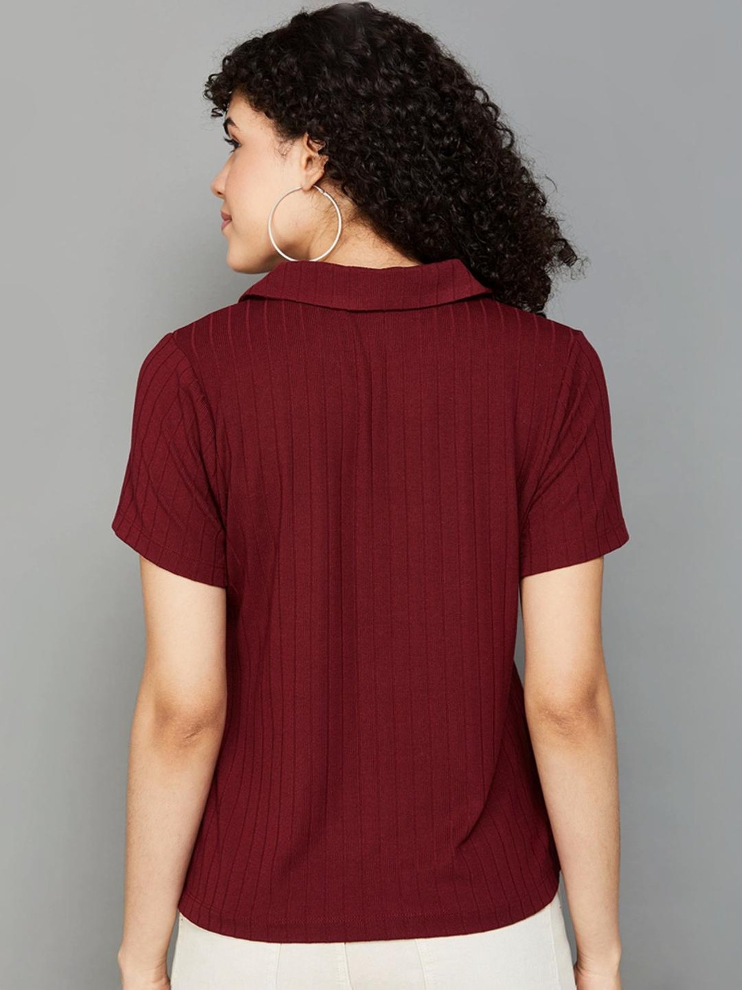 Fame Forever by Lifestyle Maroon Striped Top