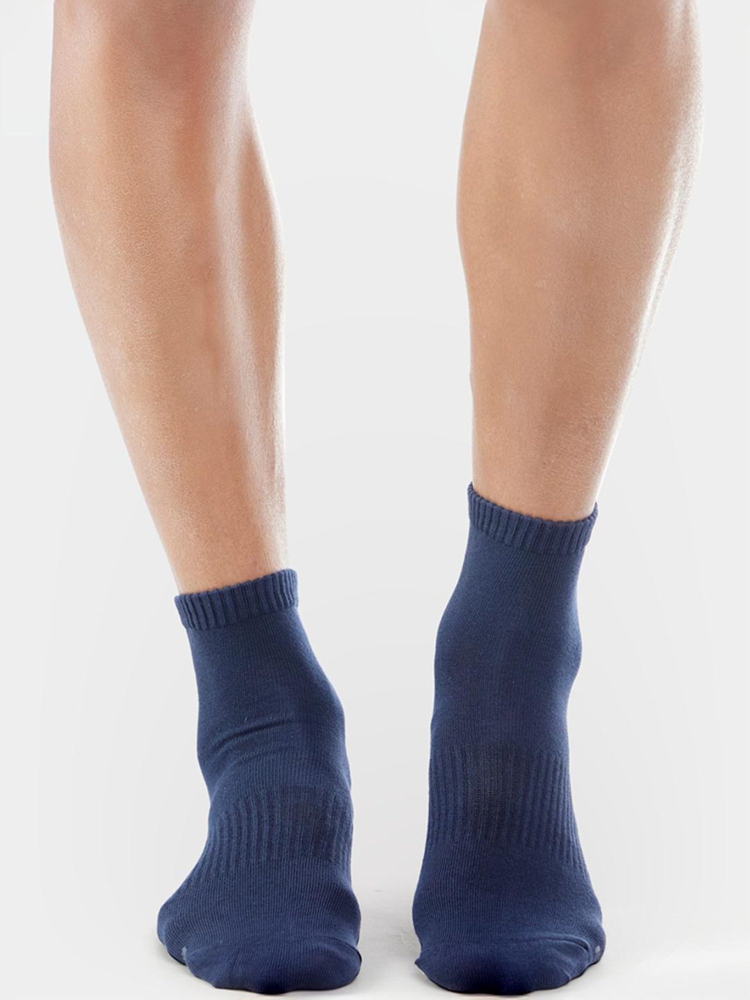 Jockey 7106 Navy & Blue Stretch Cotton Ankle Length Socks with Stay Fresh Treatment - Pack of 2