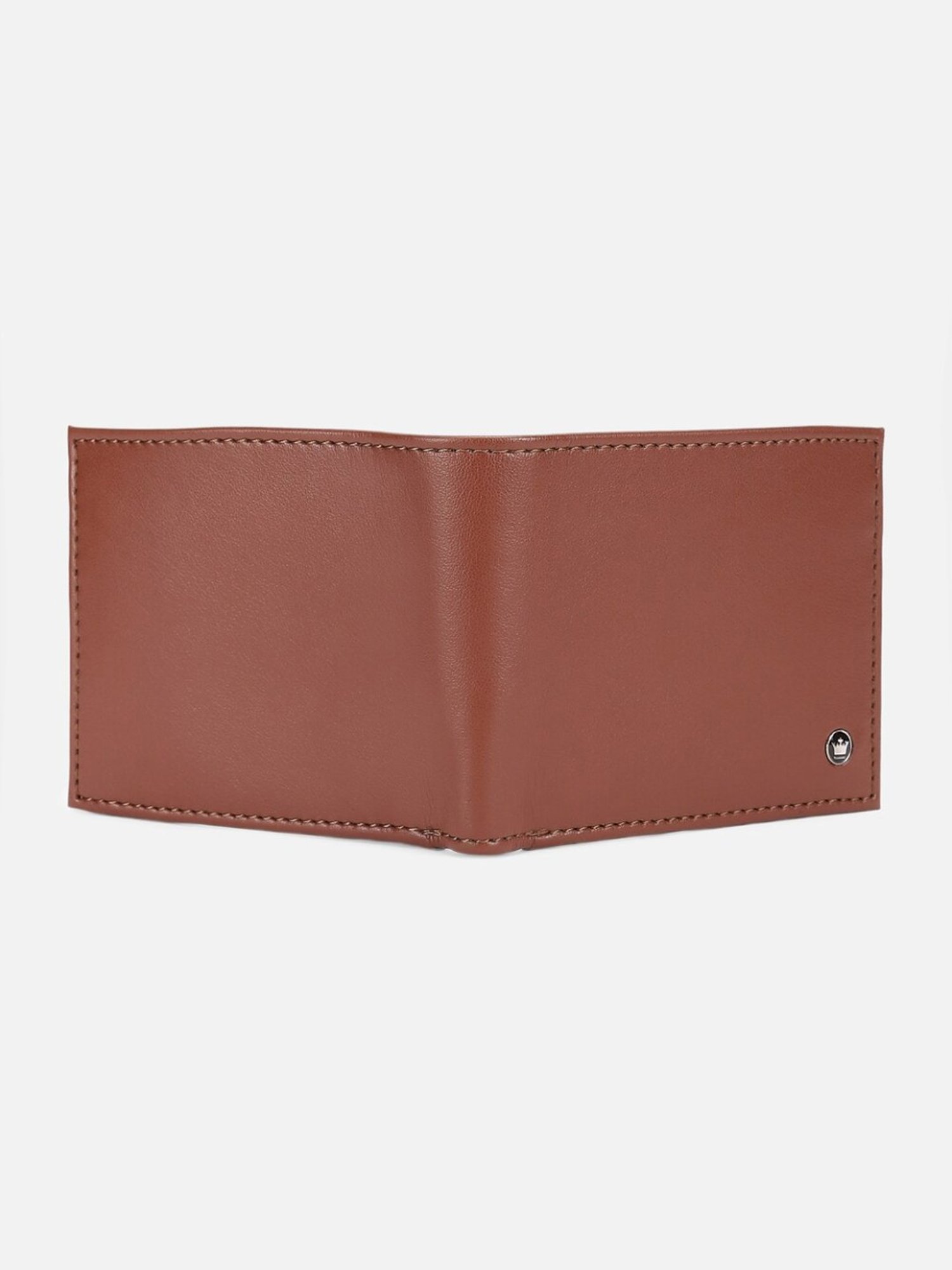 Louis Philippe Brown Leather Solid Bi-Fold Wallet