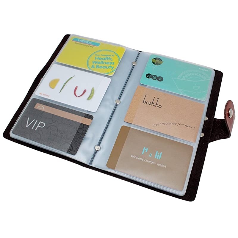 Leather Credit Card Holder Business Card Case Book Style 90 Count Name ID Card Holder Book (Tan)