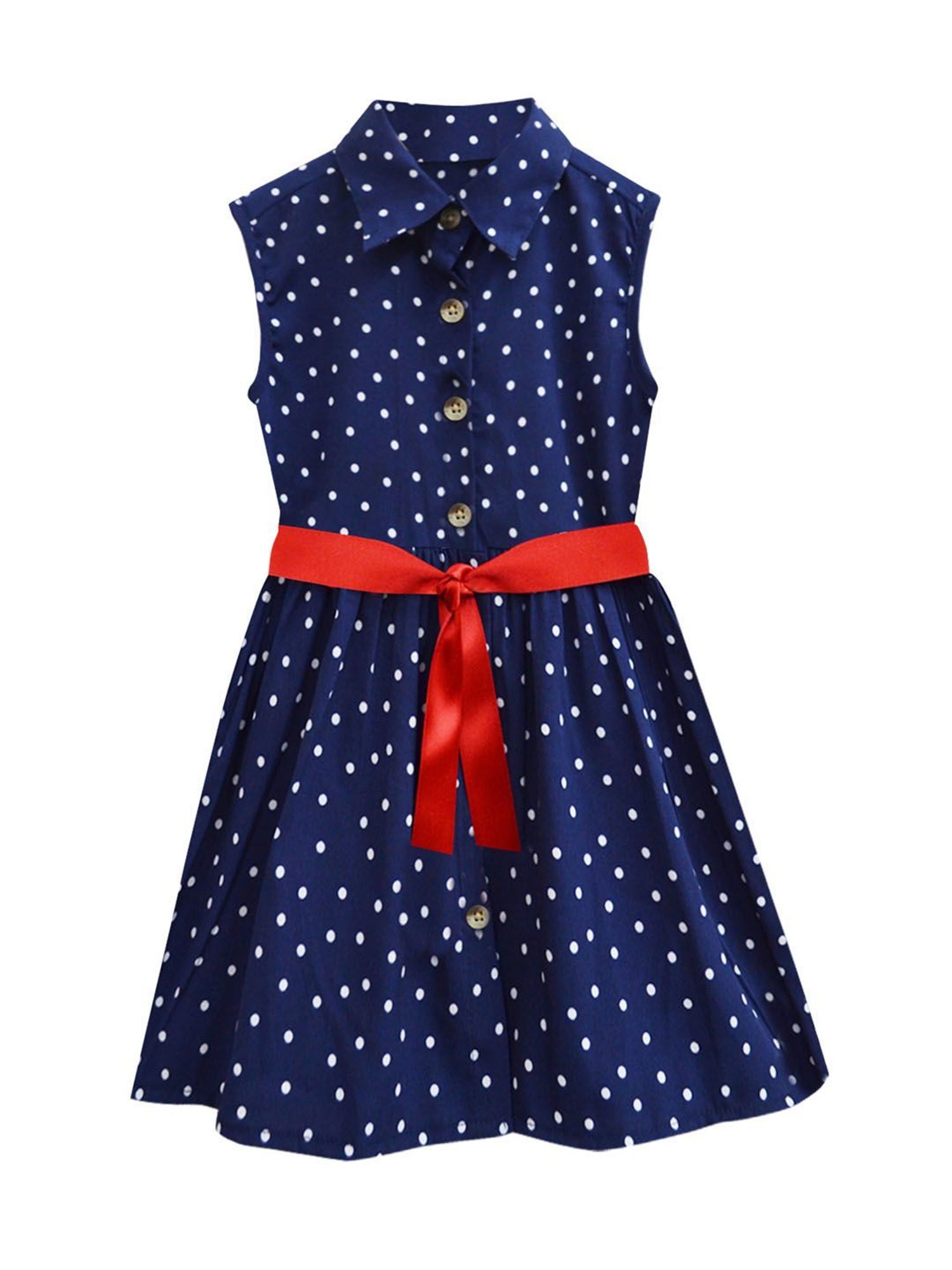 A.T.U.N. Girls Navy & White Printed Shirt Dress