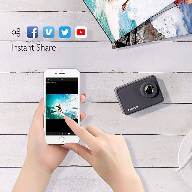 V50 Pro Native 4K30fps 20MP WiFi Action Camera with EIS Touch Screen 100 feet Waterproof Camera Web Camera Support External Mic Remote Control Sports Camera with Helmet Accessories Kit